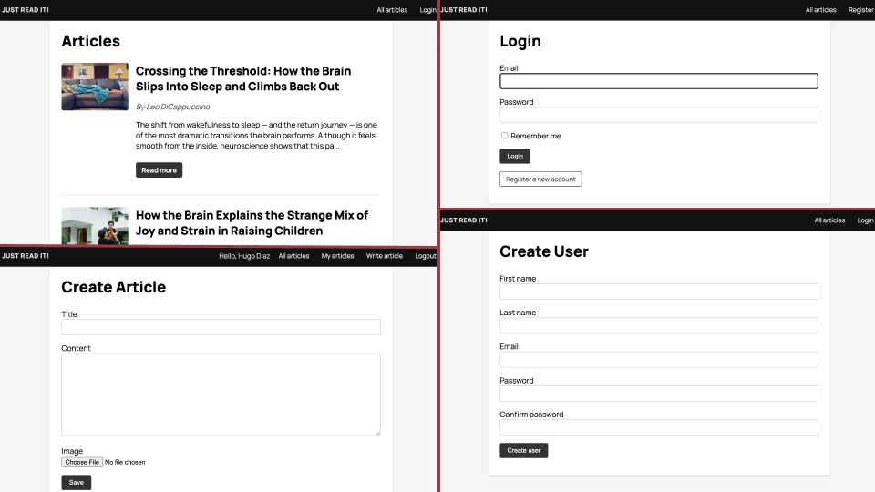 Readit full-stack application preview